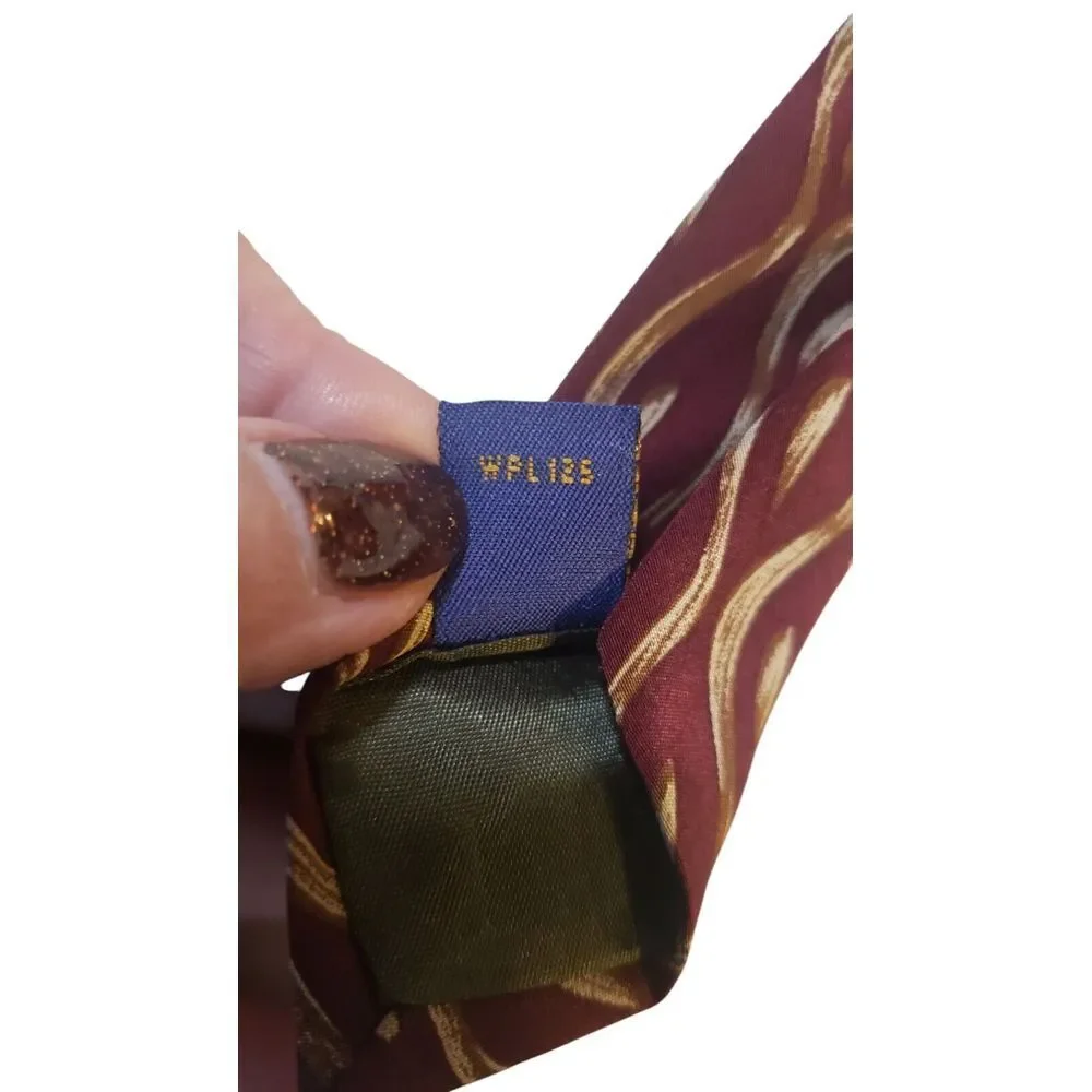 Ralph Lauren Chaps Neck Tie Mens Burgundy Tan Abstract Business‎ Church Preppy